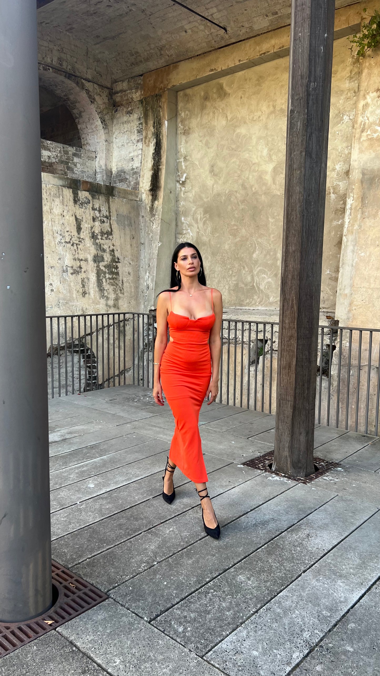 York tangerine dress