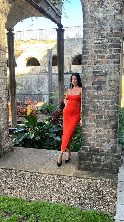 York tangerine dress